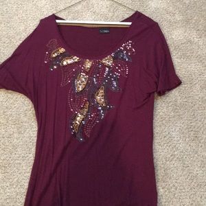 Burgundy sequined Daytrip top